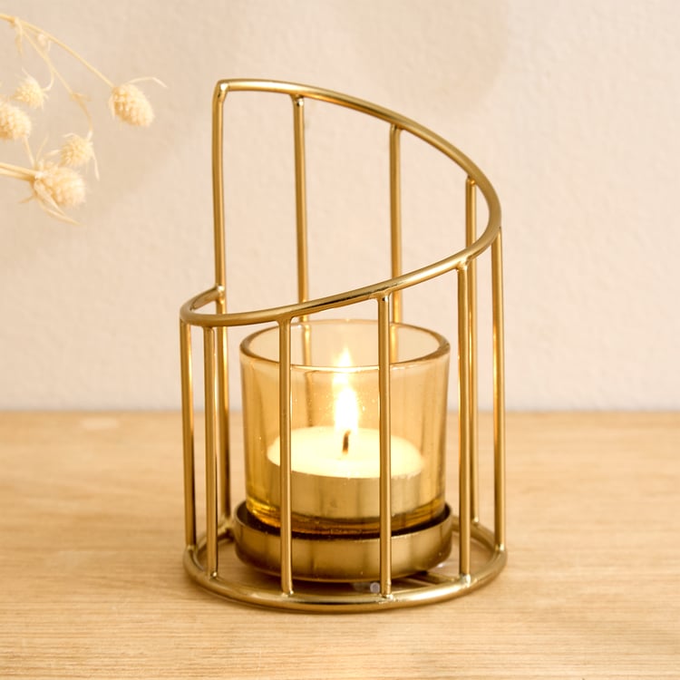 Curved Glass Candle Holder