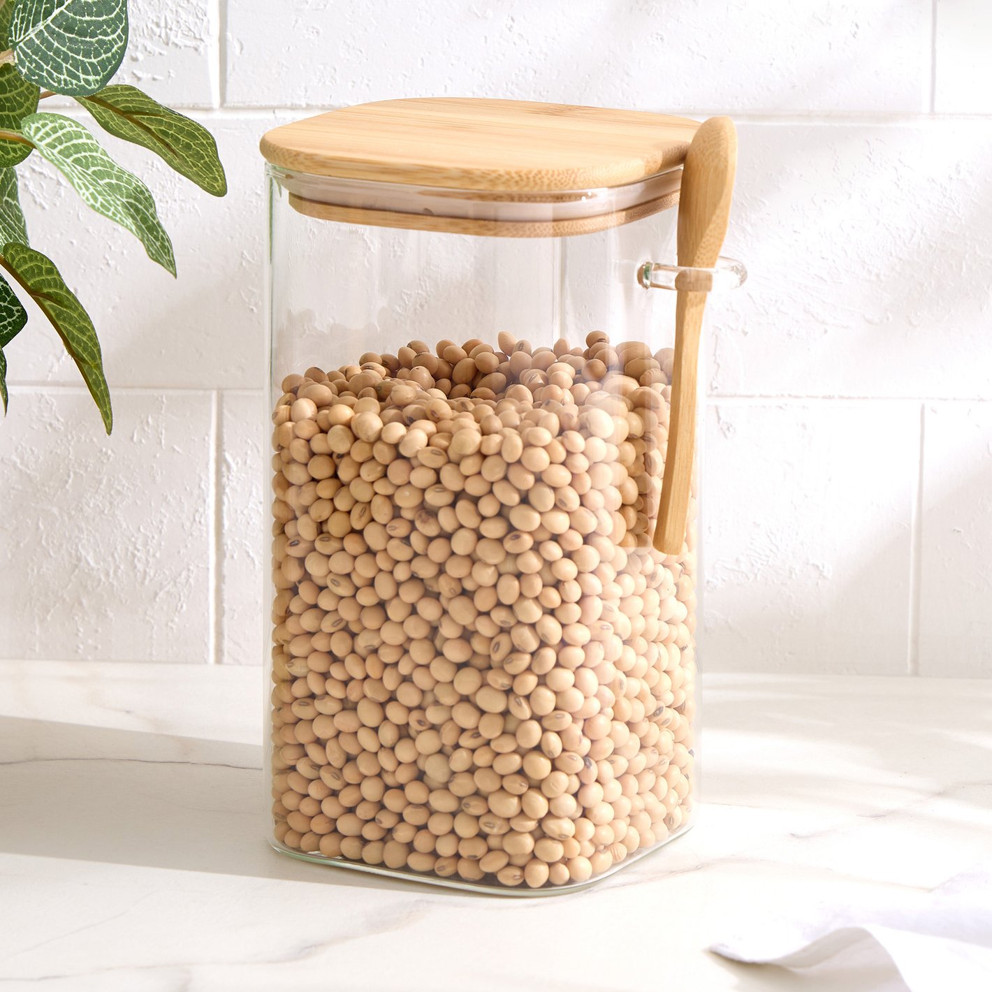 Crystal Pantry Glass Jar with Spoon