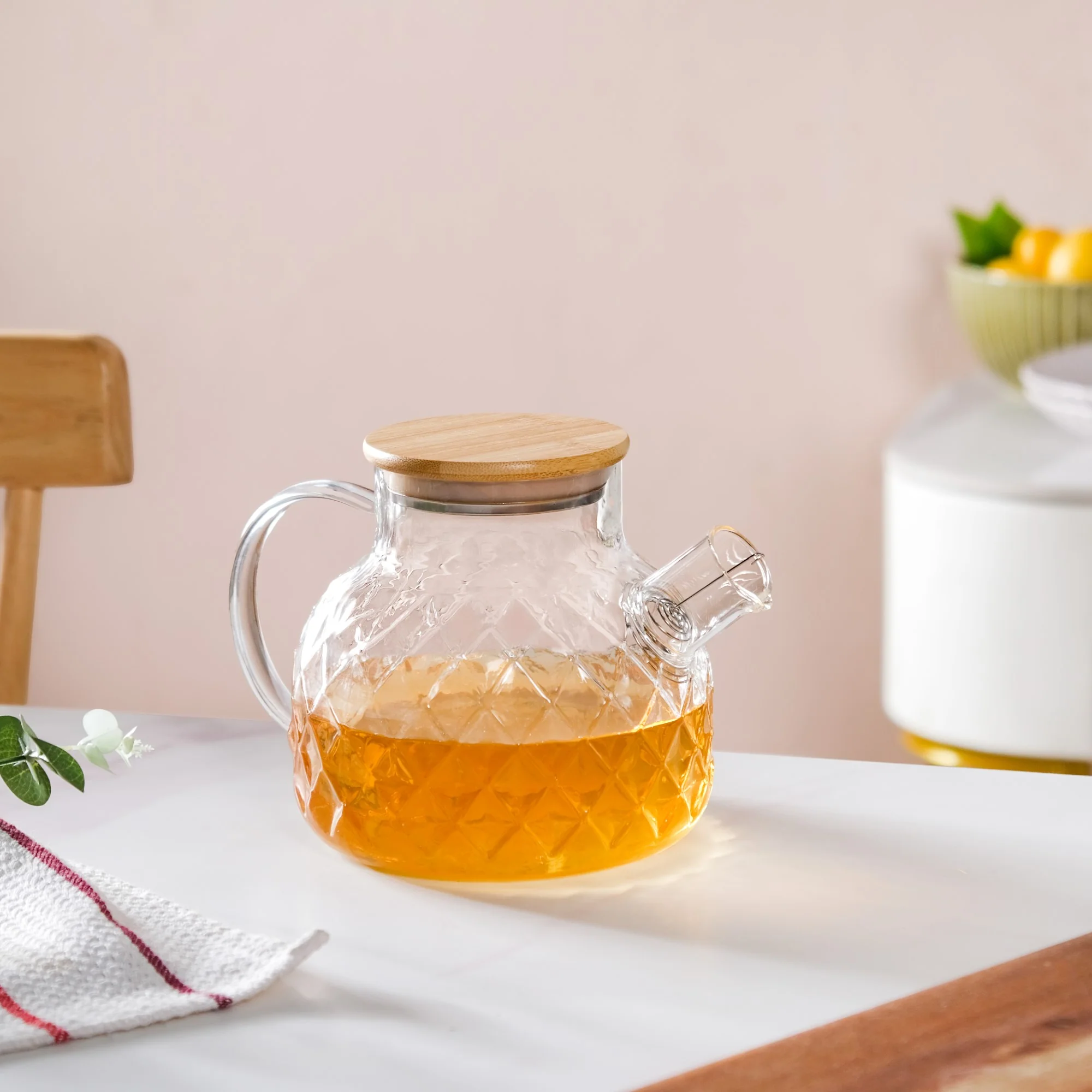 Clear Luxe Diamond Borosilicate Glass Jug 1000ml